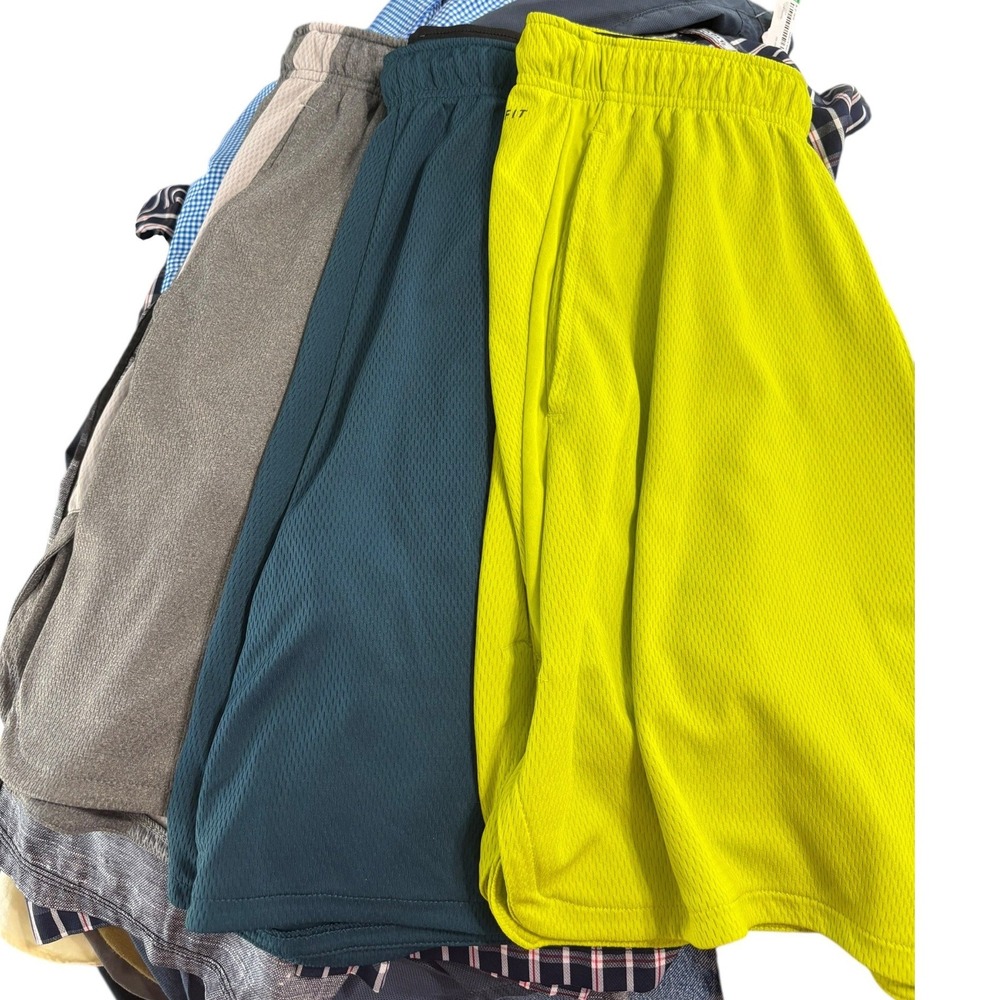Nike Mens Dri-FIT Mesh Athletic Shorts Bundle 3 Pairs Teal Yellow Gray L 890811